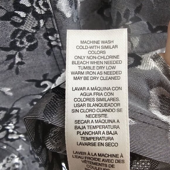 WHBM Tank Top XL Black Lace Silver Gray Floral Dressy Holiday Whimsigoth Grunge - Picture 7 of 11